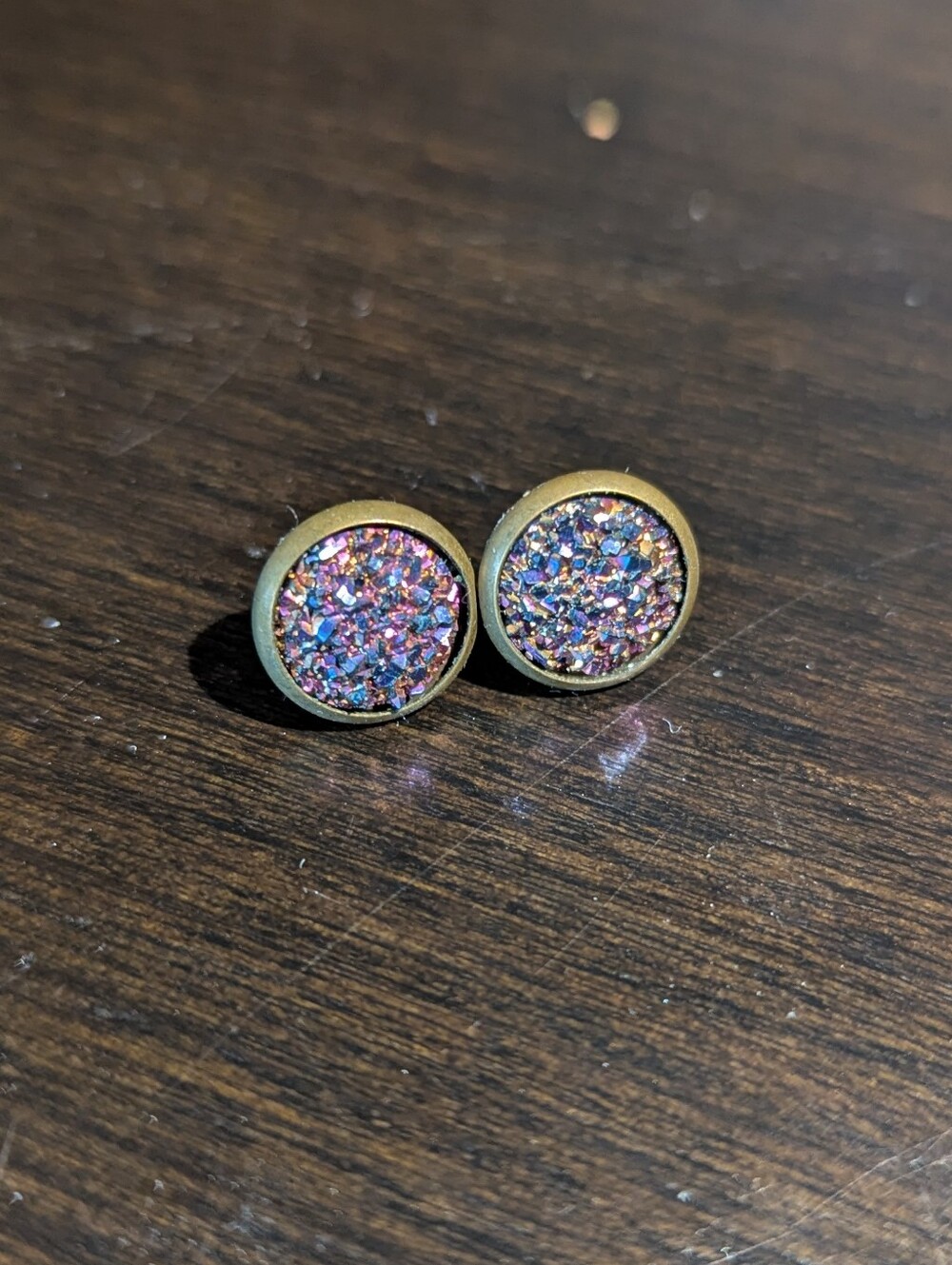 FREE ADD ON Gold-Tone Multicolor Druzy Stud Earrings - Women's Fashion Jewelry